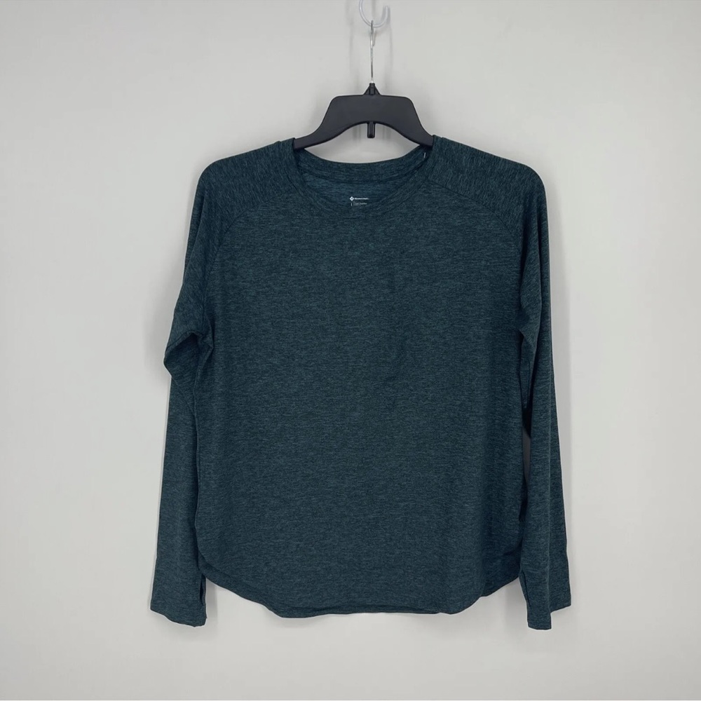 Member's Mark Women's Curved Hem Long Sleeve Soft Teal Heather Top Size L NWT
